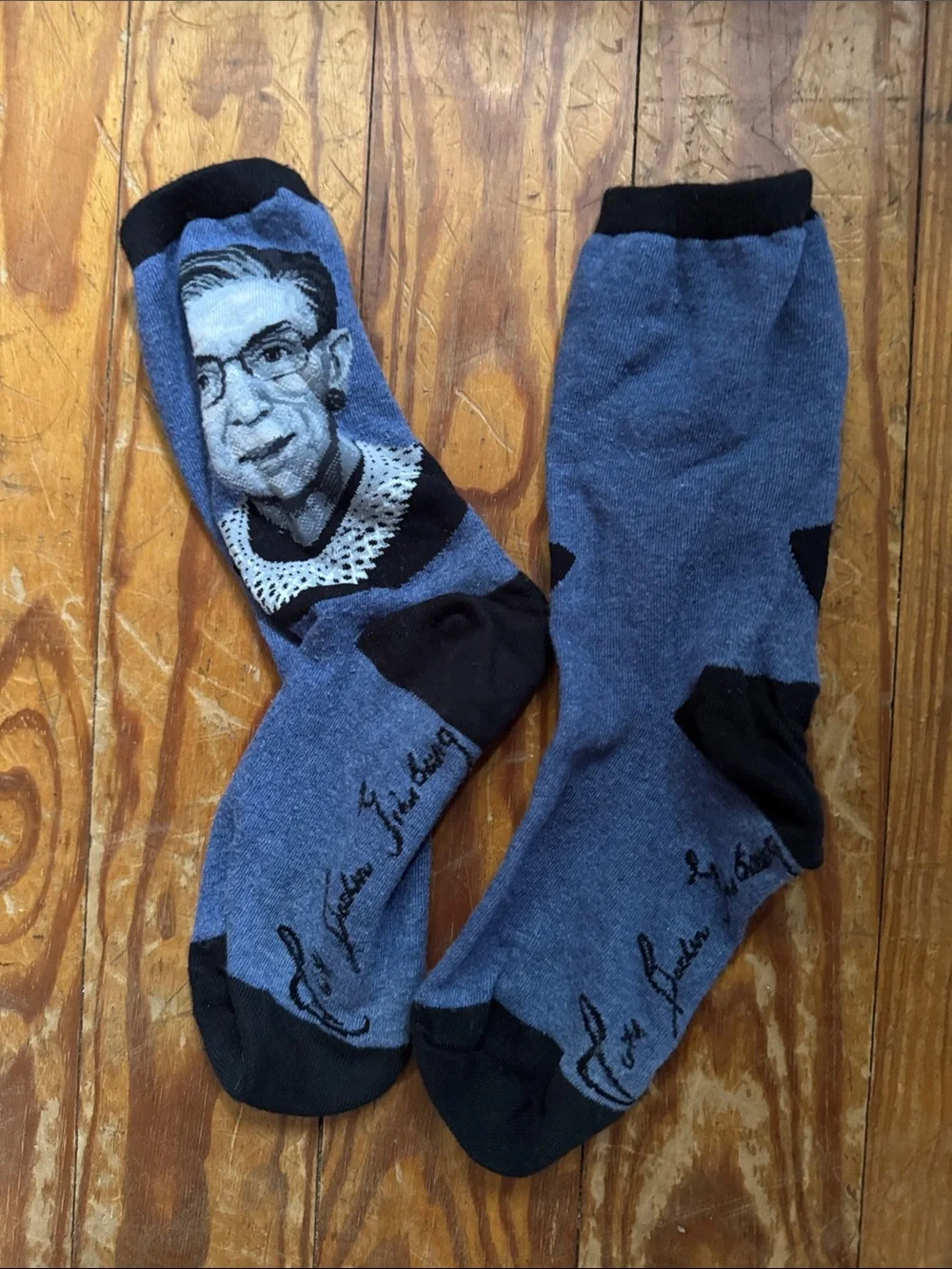 RBG Blue Novelty Portrait Crew Socks - Women's Icon Design